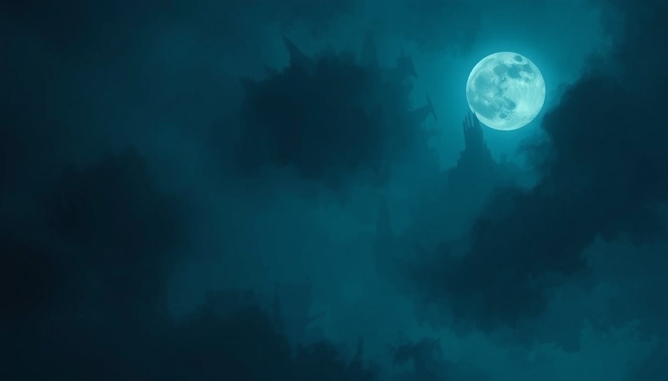 Vague monstrous shadow looming in moonlit fog — monster dream meaning, fears and the unknown